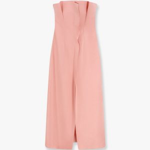 Satin long dress with bustier