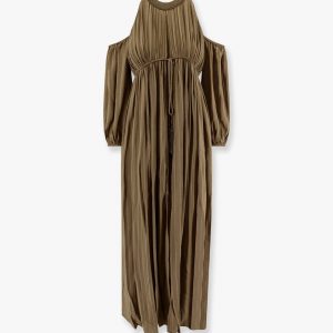 Allenatore georgette long dress with striped motif