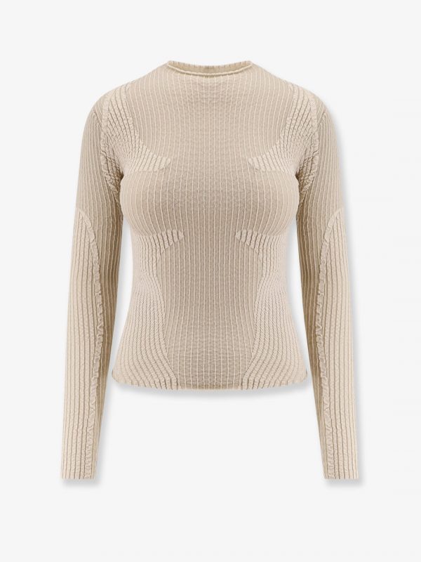 Wavy stretch cotton blend top