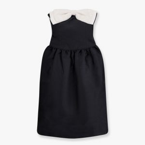 Taffeta' décolleté dress with maxi bow
