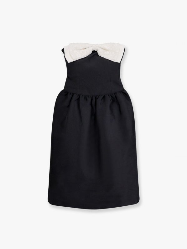 Taffeta' décolleté dress with maxi bow