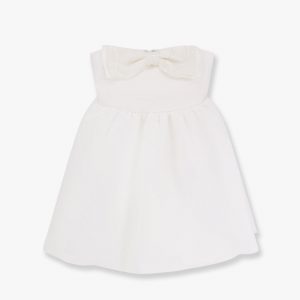 Taffeta décolleté dress with bow