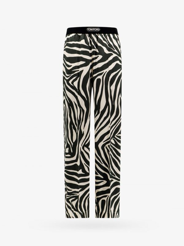 Stretch silk trouser with animalier print