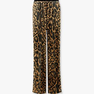 Stretch silk trouser with animalier print