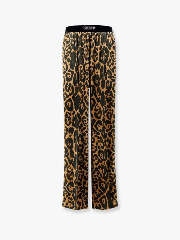 Stretch silk trouser with animalier print