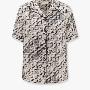 Silk shirt with pixelated logo print