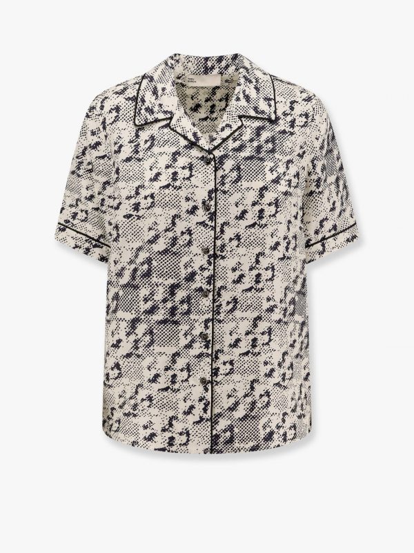 Silk shirt with pixelated logo print