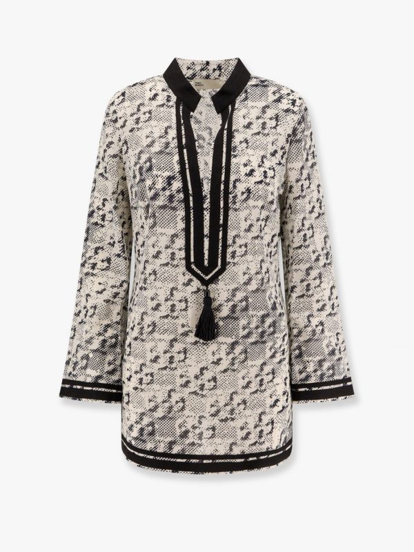 Silk and cotton tunic with pixelated logo print
