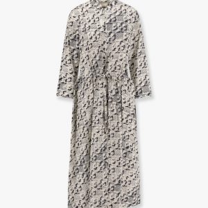 Silk dress with pixelated logo print