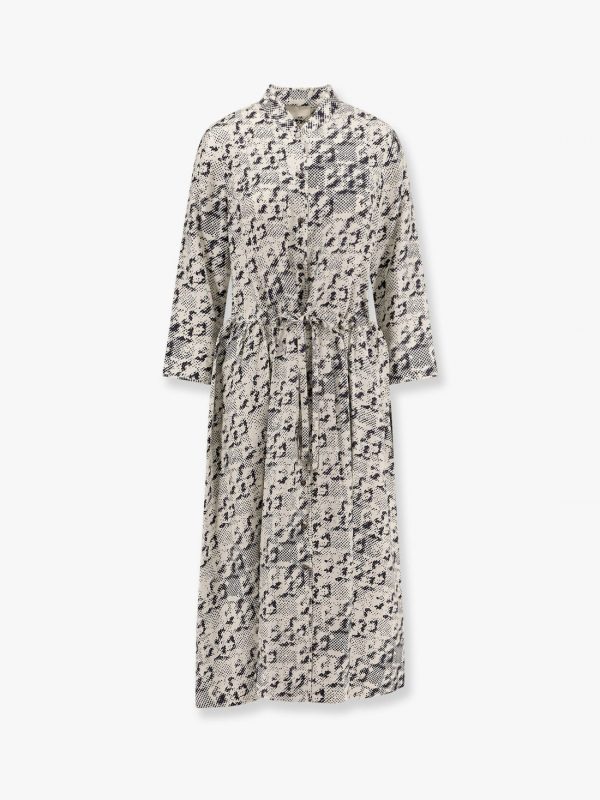 Silk dress with pixelated logo print