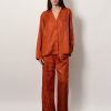 Silk trousers with monogram logo embroidery — изображение 2