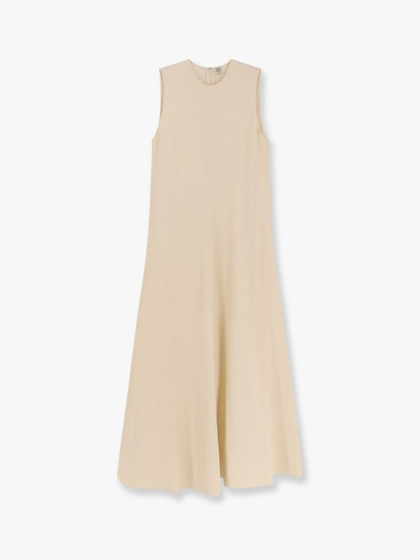 Woven stripe viscose and linen dress