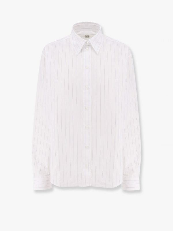 Striped organic cotton shirt with monogram embroidered logo