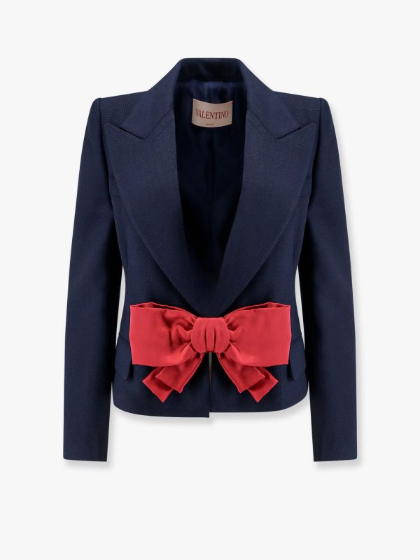 Viscose blazer with bow in double duchesse