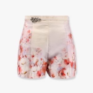Silk blend shorts with floral print