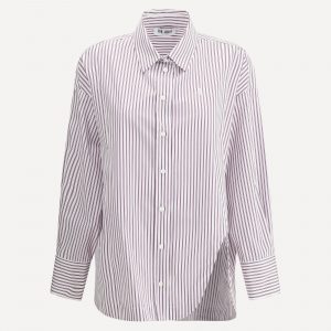 Camicia a righe con orlo asimmetrico