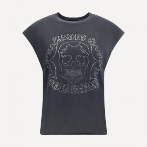 T-Shirt con teschio in strass