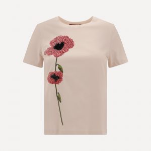 T-shirt con fiore e paillettes