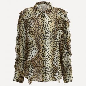 Camicia leopardata in chiffon di seta