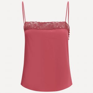 Top in in crêpe de chine e pizzo