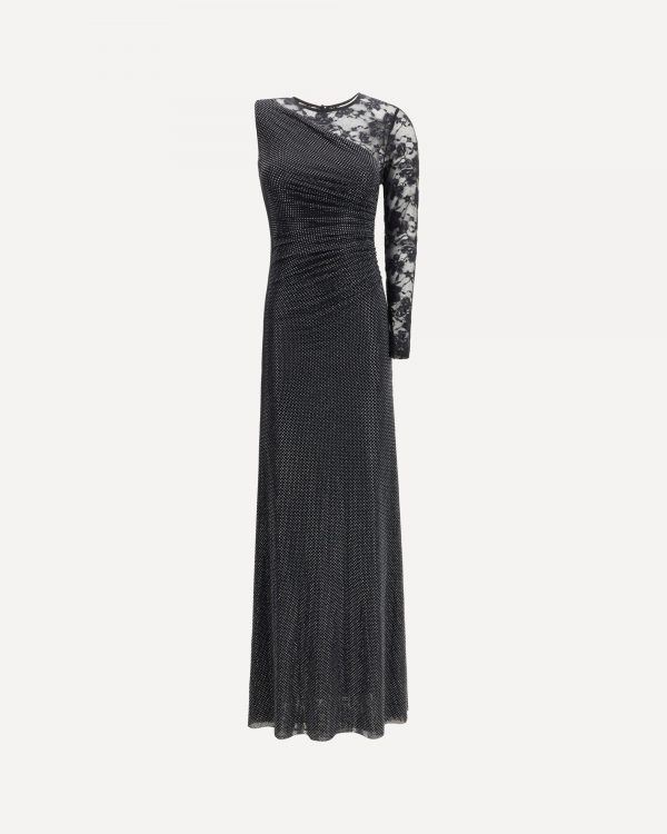 Abito lungo in pizzo e strass