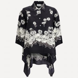Camicia asimmetrica fantasia floreale