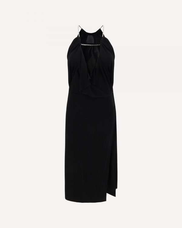 Abito midi con scollo all'americana