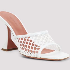 Amina Muaddi Lupita 95 Net Raffia Mules