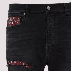 Amiri Leather Bandana Repaired Slim Jeans