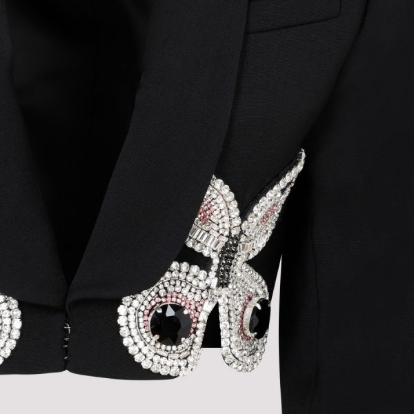 Area Embroidered Butterfly Cropped Blazer