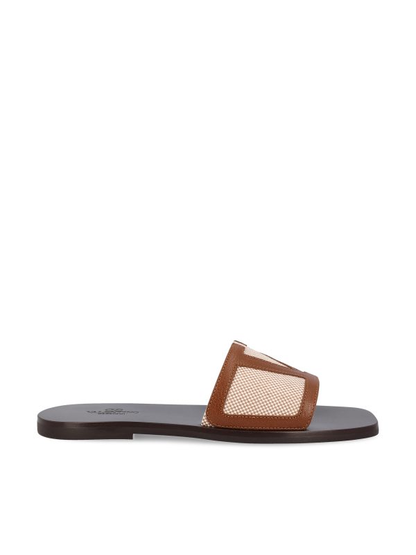 Sandalo Slide Viva Superstar in tessuto canvas e nappa.