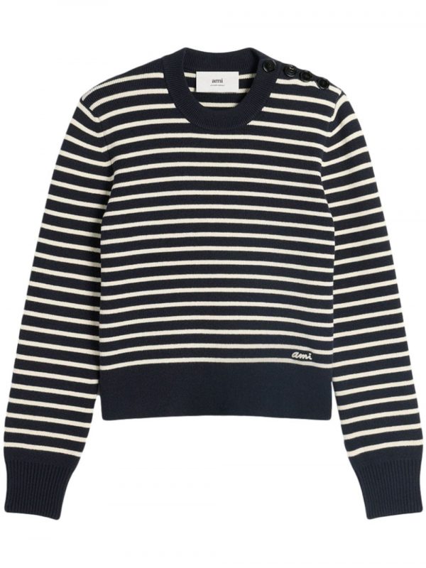 MAGLIA RIGATA IN COTONE E LANA