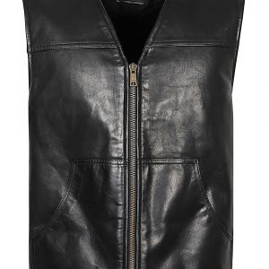 GILET IN PELLE CON LOGO