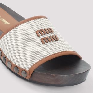 Miu Miu Canvas and Leather Clogs
