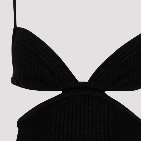 Off White Cut Out Ribbed Mini Dress