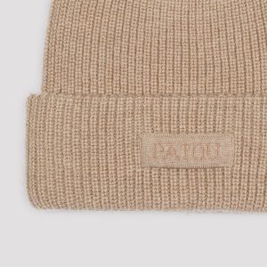 Patou Knitted Ribbed Beanie Hat