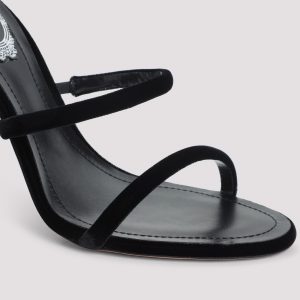 René Caovilla Velvet Snake Sandals