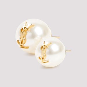 Saint Laurent Pearl Earrings with Monogram