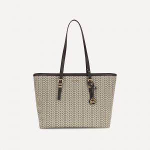 Borsa Tote Quinn grande con logo jacquard