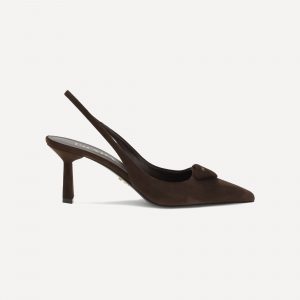 Décolleté slingback in pelle scamosciata
