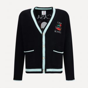 Cardigan ricamato in lana merino