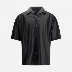 Camicia in pelle a maniche corte